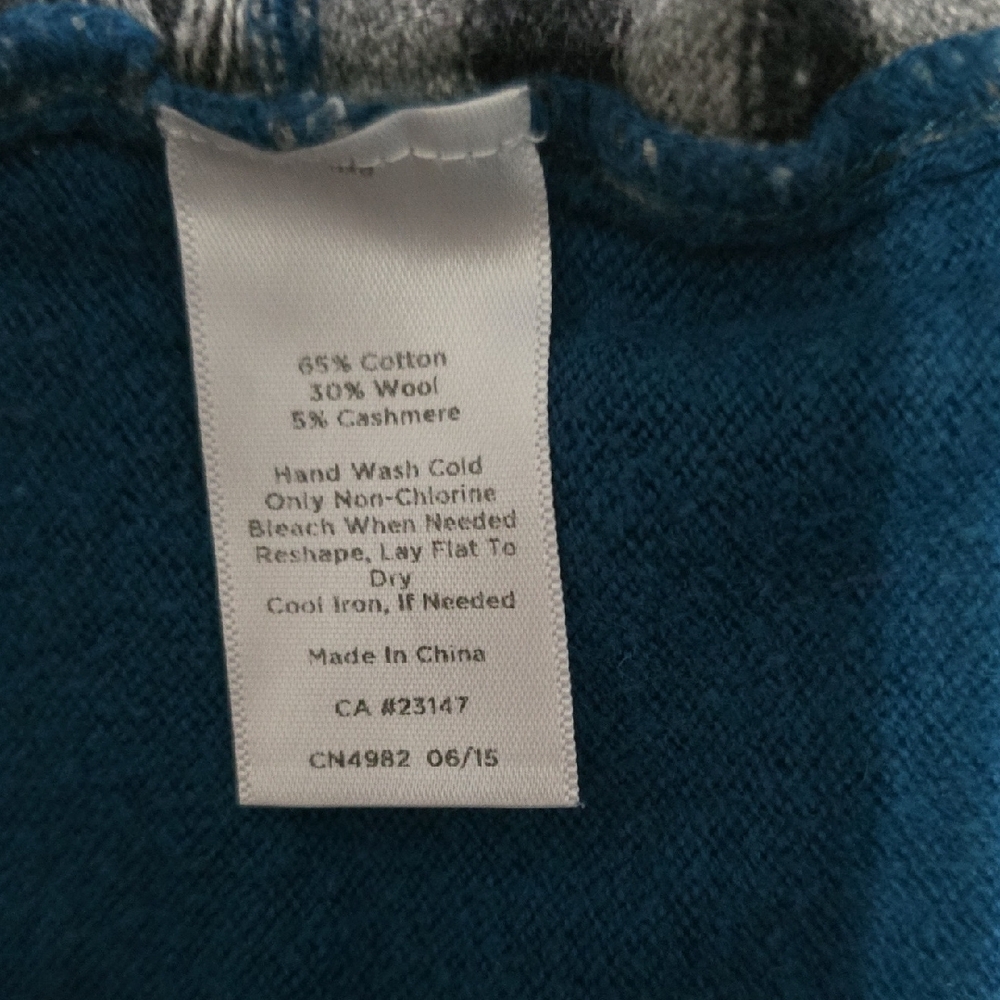 Talbots Teal Patchwork Turtleneck Sweater - image 6